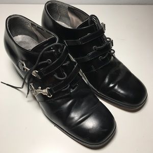 d'Ro-too Black Leather Booties 8 B Italy Vintage